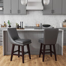 Villanova Swivel Counter Stool with Pewter PU in Espresso (2 Per Carton) - Michael's Discount Furniture
