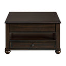 Wagner Square Lift-Top Coffee Table w/ Casters in Cherry - Michael's Discount Furniture