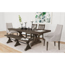 Yellowstone Dining Host Chair with Grey Fabric in Medium Brown (2 Per Carton) - Michael's Discount Furniture