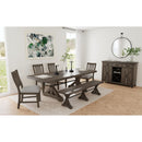 Yellowstone Dining Bench with Metal Bar cross in Medium Brown - Michael's Discount Furniture