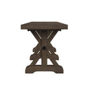 Yellowstone Dining Bench with Metal Bar cross in Medium Brown - Michael's Discount Furniture