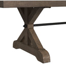 Yellowstone Dining Bench with Metal Bar cross in Medium Brown - Michael's Discount Furniture