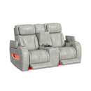 Prime Time P3 3PC Living Room Set with 7 Colors LED in Leather Gel Light Grey-Sofa, Loveseat & Recliner