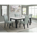 Francesca White Marble Rectangular 5PC Dining Set-Table & Four Grey PU Chairs