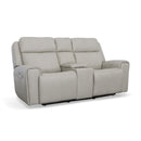 Barnett Power Reclining Loveseat with Console, Power Headrests & Lumbar - Michael's Discount Furniture