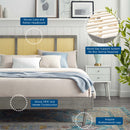 Kelsea Cane and Wood King Platform Bed With Angular Legs