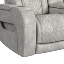 Prime Time P3 Loveseat with Console, 7 Colors LED, Cup Holders and Wireless Charger Controller in Leather Gel Light Grey