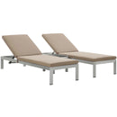 Shore 3 Piece Outdoor Patio Aluminum Chaise with Cushions