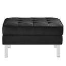 Loft Tufted Upholstered Faux Leather Ottoman