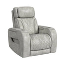 Prime Time P3 3PC Living Room Set with 7 Colors LED in Leather Gel Light Grey-Sofa, Loveseat & Recliner