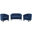 Prospect Channel Tufted 3 Piece Performance Velvet Set