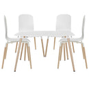 Stack Dining Chairs and Table Wood Set of 5