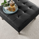 Loft Tufted Upholstered Faux Leather Ottoman
