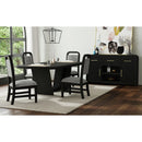 Ridgemont Standard Height Dining Set in Black with Grain-Table and Four Grey Fabric Chairs