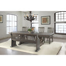 Stone Dining 6PC Set- Table, 4 Side Chairs, & Pew Bench