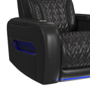 Prime Time P3 Recliner with LED and wireless charger pocket in Jett Black with Red Stitching