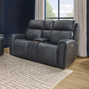 Warren Power Reclining Loveseat with Console, Power Headrest & Lumbar - Michael's Discount Furniture