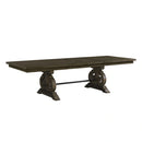 Stone 6PC Dining Set in Charcoal - Table, 4 Wooden Swril Back Side Chairs, & Pew Bench