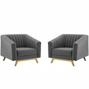 Valiant Vertical Channel Tufted Upholstered Performance Velvet Armchair Set of 2