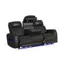 Prime Time P3 Living Room Set in Jett Black with Red Stitching