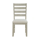 Farmington Ladder Back Dining Side Chair with Light Beige Fabric in Washed Stone (2 Per Carton)