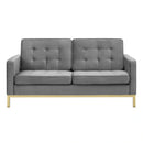 Loft Gold Stainless Steel Leg Performance Velvet Loveseat