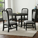 Ridgemont Standard Height Dining Set in Black with Grain-Table and Four Grey Fabric Chairs