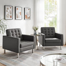 Loft Tufted Upholstered Faux Leather Armchair Set of 2