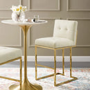 Privy Gold Stainless Steel Performance Velvet Bar Stool