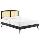 Sierra Cane and Wood Queen Platform Bed With Splayed Legs