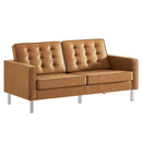 Loft Tufted Upholstered Faux Leather Sofa and Loveseat Set