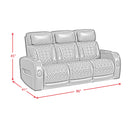 Prime Time P3 Sofa with I Table, reading light, heat, massage, LED, and speaker in Jett Black with Red Stitching