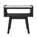 Lanette End Table with White Marble Top in Black
