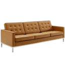 Loft Tufted Upholstered Faux Leather Sofa and Armchair Set