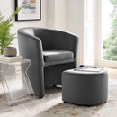 Divulge Performance Velvet Arm Chair and Ottoman Set