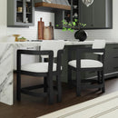 Portland Arm Counter Stool with White Fabric in Black (2 Per Carton)