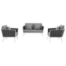 Stance 3 Piece Outdoor Patio Aluminum Sectional Sofa Set