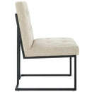 Privy Black Stainless Steel Upholstered Fabric Dining Chair