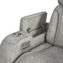 Prime Time P3 Recliner with 7 Colors LED, Cup Holders and Wireless Charger Controller in Leather Gel Light Grey