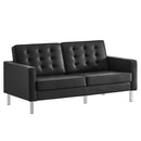 Loft Tufted Upholstered Faux Leather Sofa and Loveseat Set