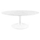 Lippa 42" Oval-Shaped Artificial Marble Coffee Table