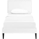 Macie Twin Vinyl Platform Bed with Squared Tapered Legs