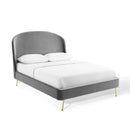 Mira Upholstered Performance Velvet Queen Platform Bed
