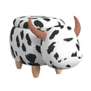 Cow Storage Stool in White and Black