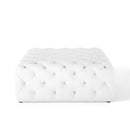 Amour Tufted Button Large Square Faux Leather Ottoman