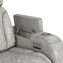 Prime Time P3 3PC Living Room Set with 7 Colors LED in Leather Gel Light Grey-Sofa, Loveseat & Recliner