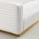 Charisma Channel Tufted Performance Velvet Living Room Sofa