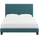 Melanie King Tufted Button Upholstered Fabric Platform Bed