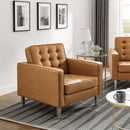 Loft Tufted Upholstered Faux Leather Armchair Set of 2
