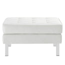Loft Tufted Upholstered Faux Leather Ottoman